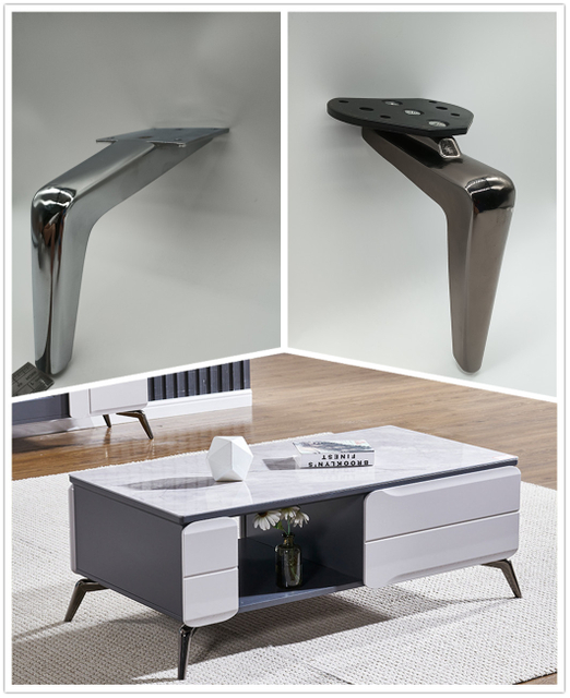 Patas de sofá de muebles cromados de mesa de gabinete cónico de metal de alta calidad